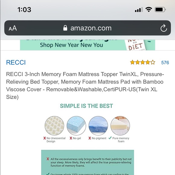 3” memory foam mattress - Picture 5 of 5